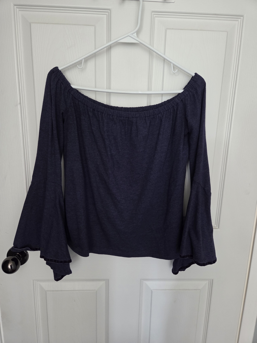 LOFT Off-the-Shoulder Bell Sleeve Top - Dark Purple